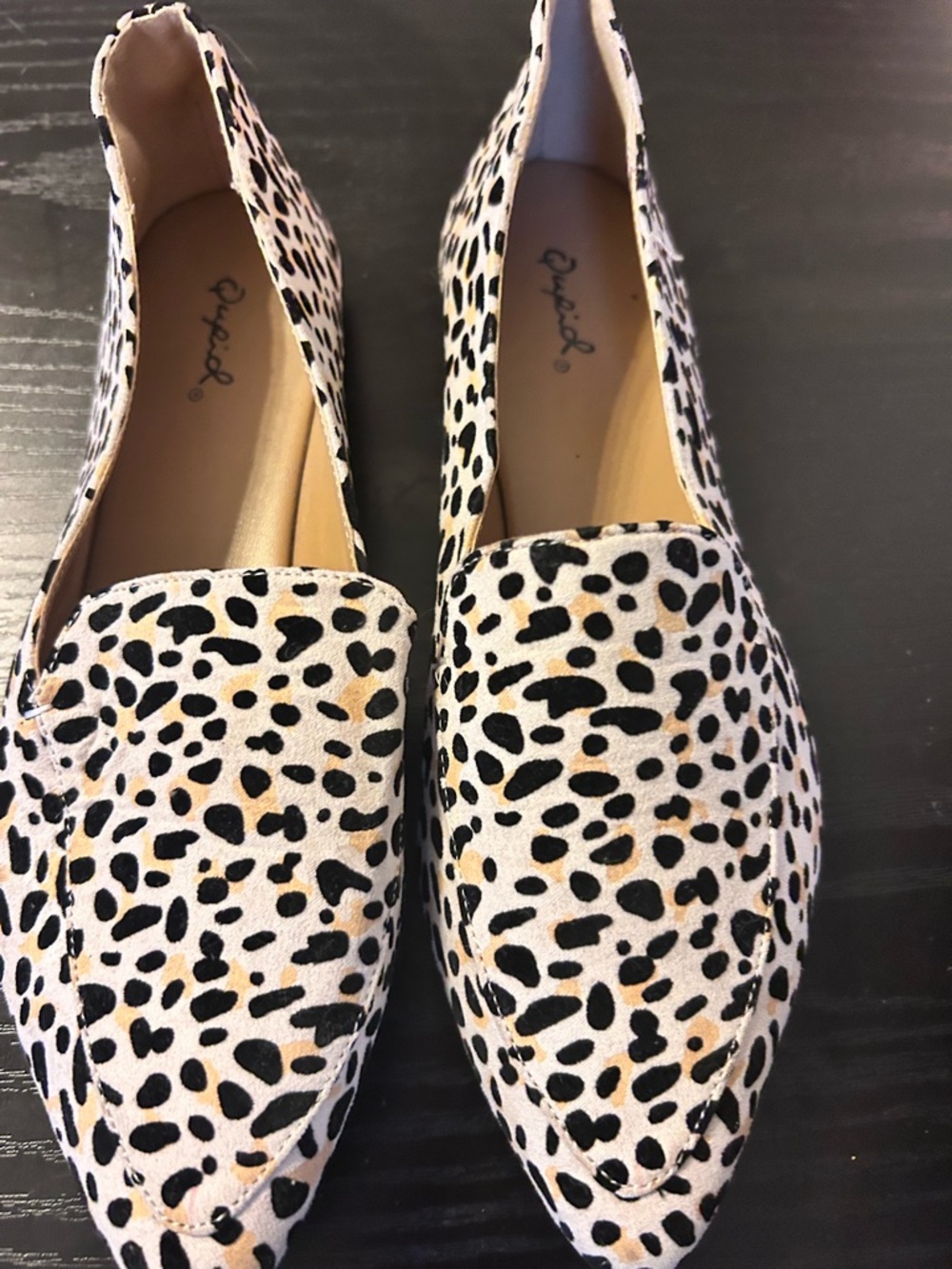 NWOB Qupid Zoom Suede Nude & Black Leopard Print Pattern “see description”